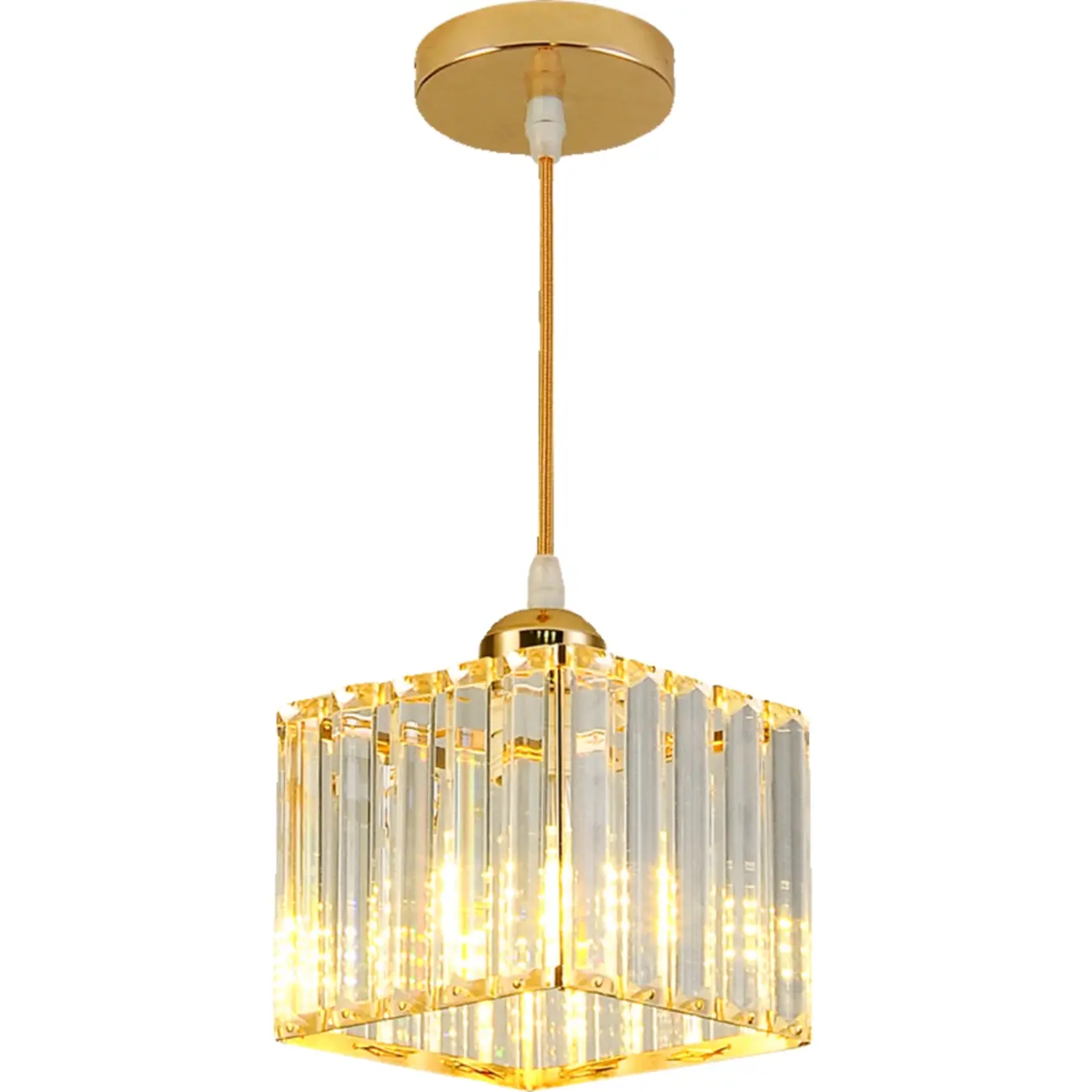  Art Deco Gold Metal Crystal Geometric Pendant Light Image - 9 | homeyfad