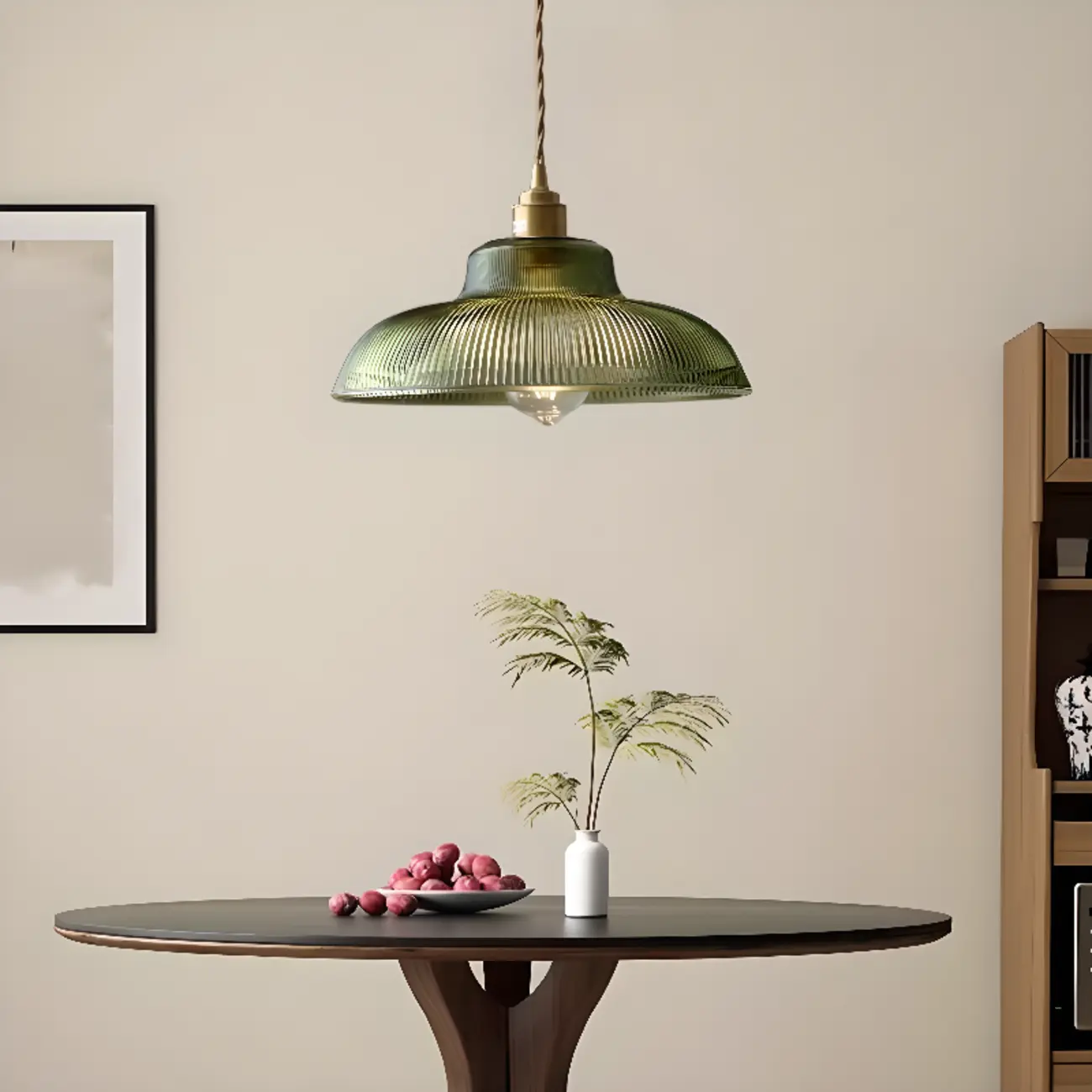 Modern Green Glass Dome Brass Kitchen Pendant Light | homeyfad