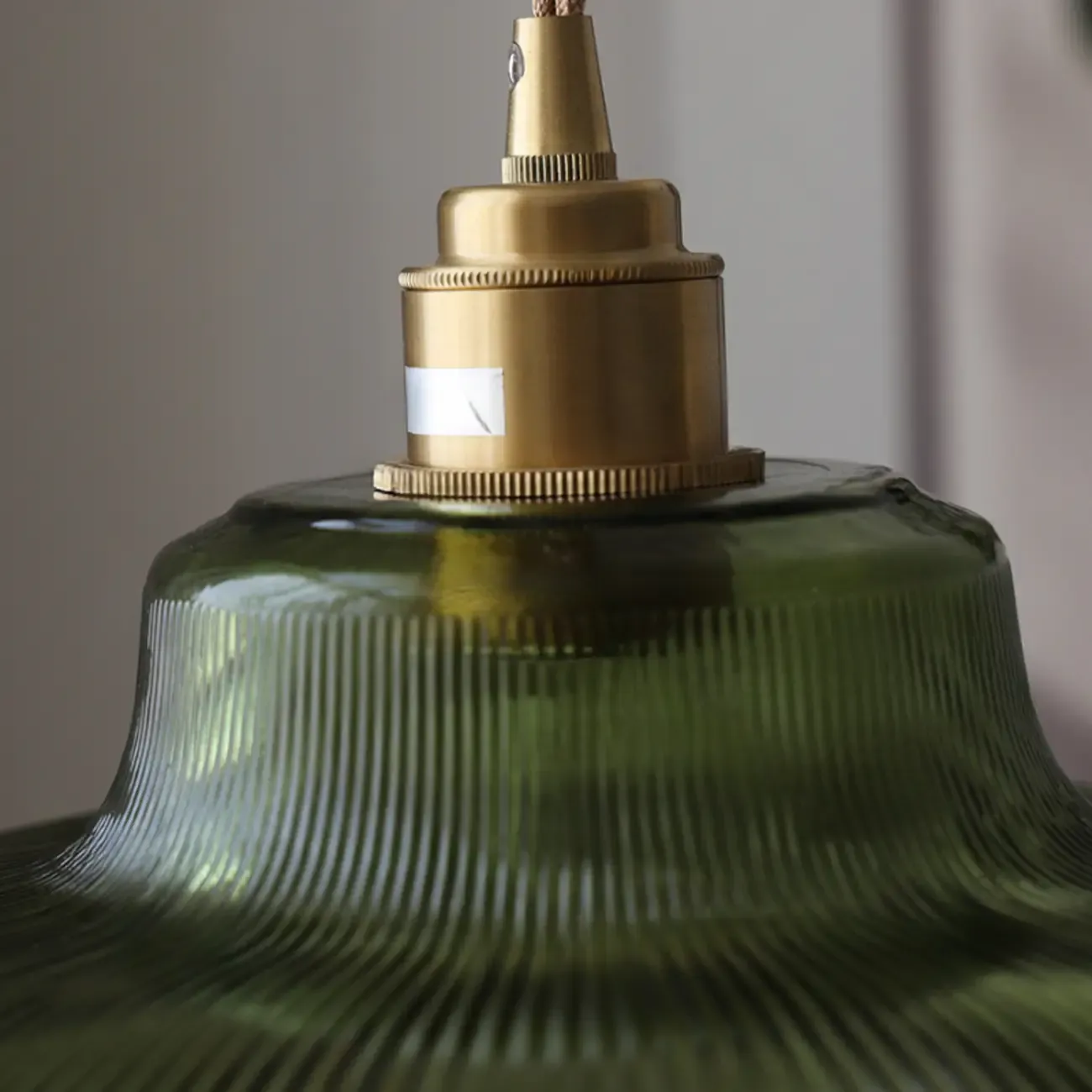 Modern Green Glass Dome Brass Kitchen Pendant Light Image - 4