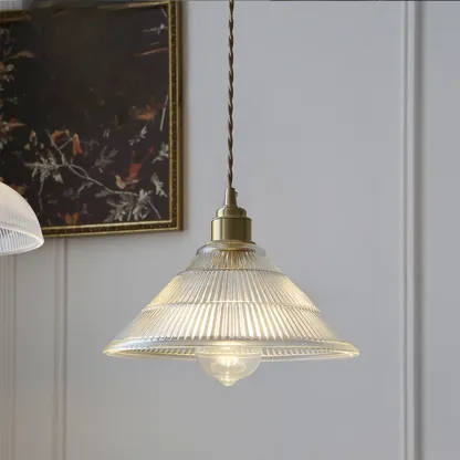 Modern Green Glass Dome Brass Kitchen Pendant Light Image - 9