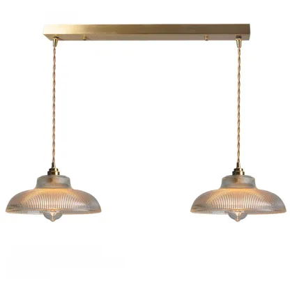 Modern Green Glass Dome Brass Kitchen Pendant Light Image - 12