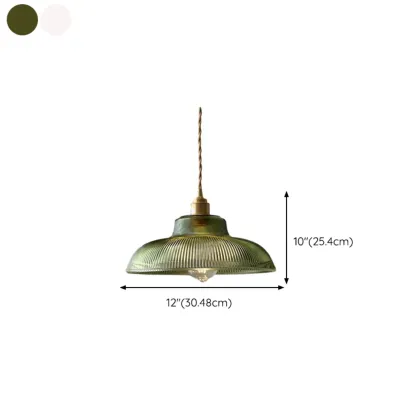 Modern Green Glass Dome Brass Kitchen Pendant Light #size