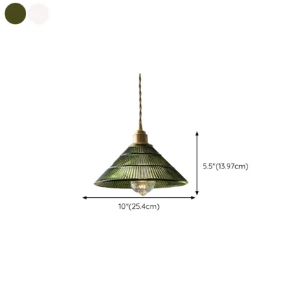 Modern Green Glass Dome Brass Kitchen Pendant Light Image - 14