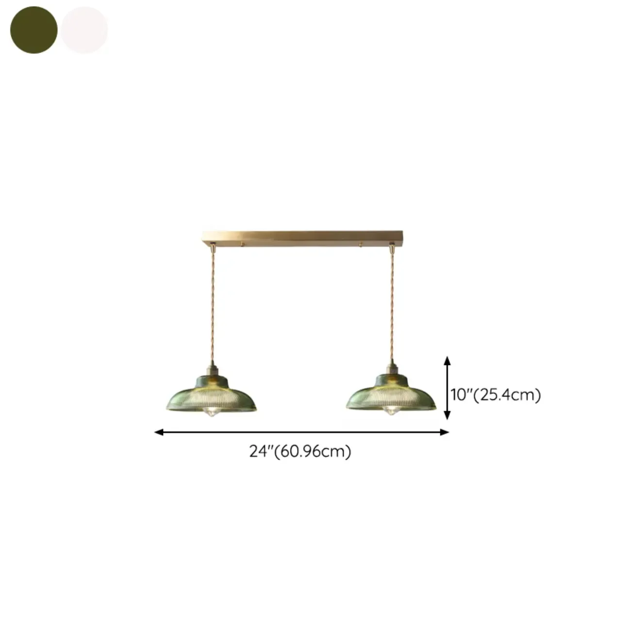 Modern Green Glass Dome Brass Kitchen Pendant Light Image - 16