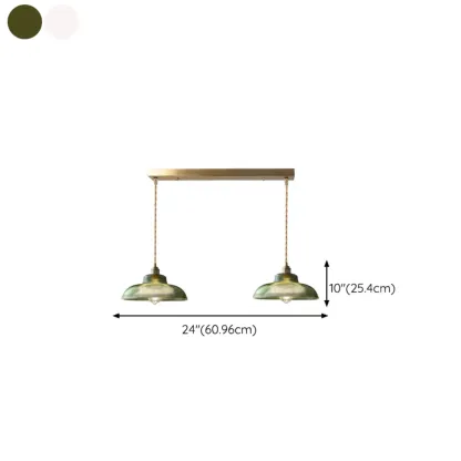 Modern Green Glass Dome Brass Kitchen Pendant Light Image - 16