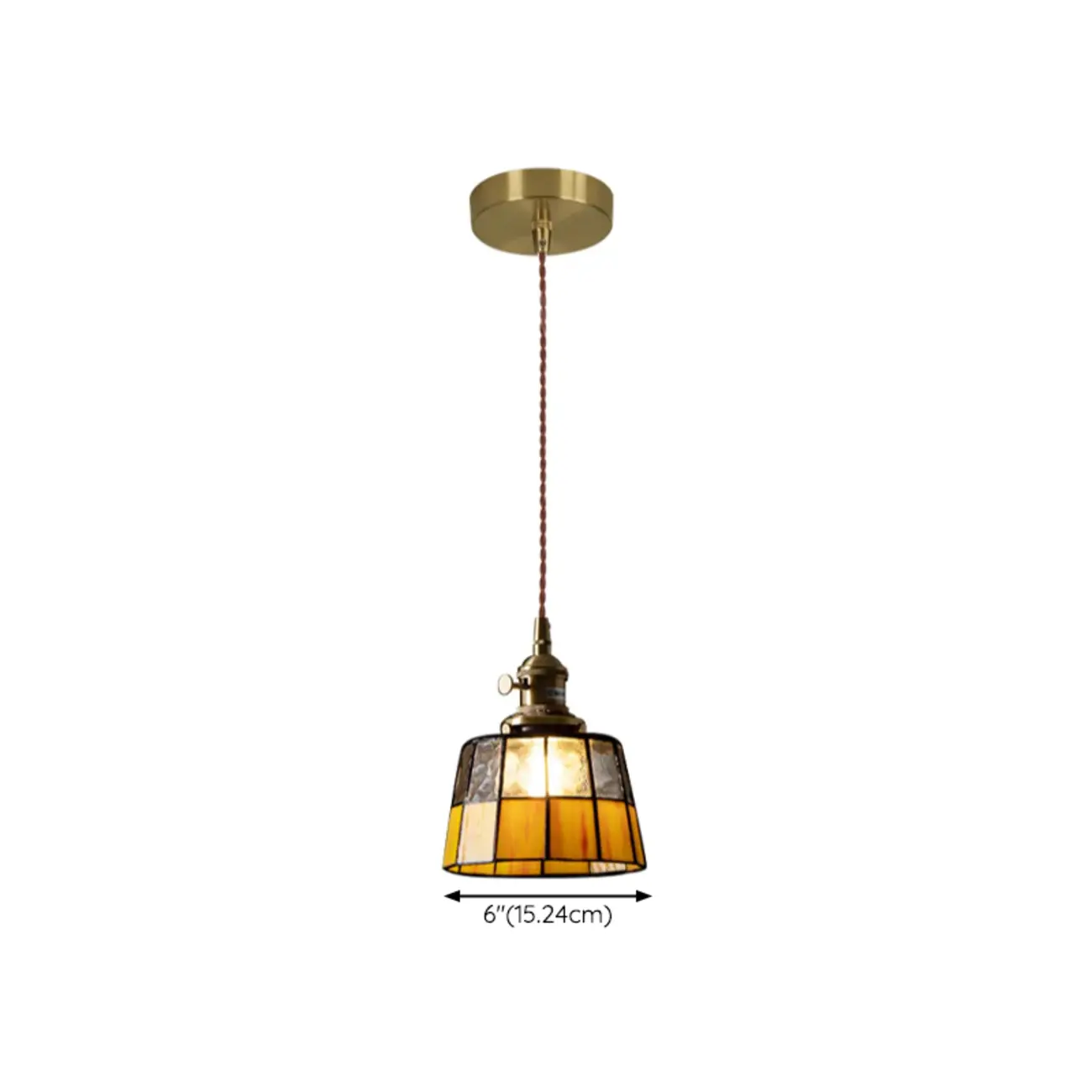 Modern Brass Yellow Glass Pendant Light Adjustable for Kitchen #size