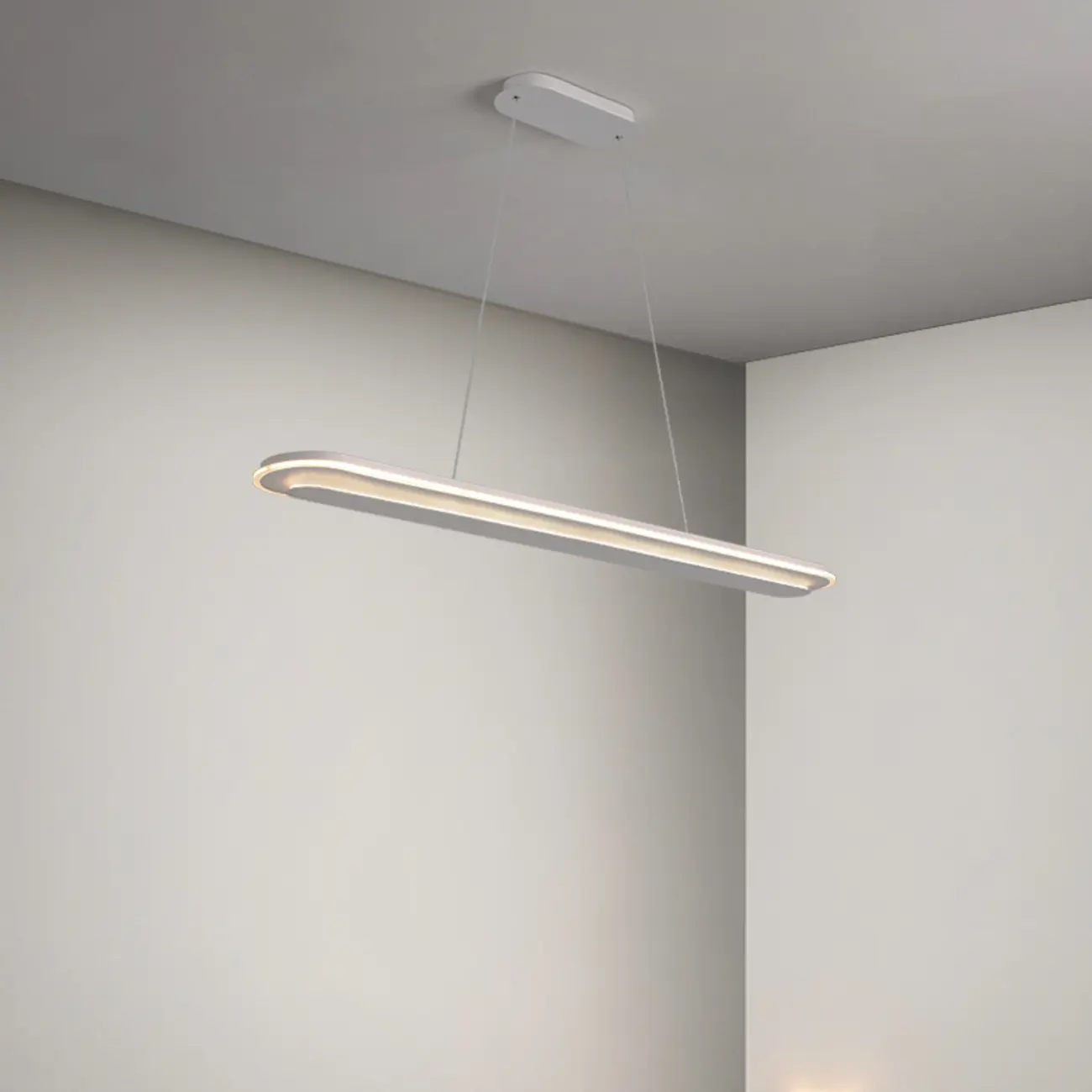Minimalist White Metal Dimmable LED Island Light for Kitchen Image - 2 | homeyfad