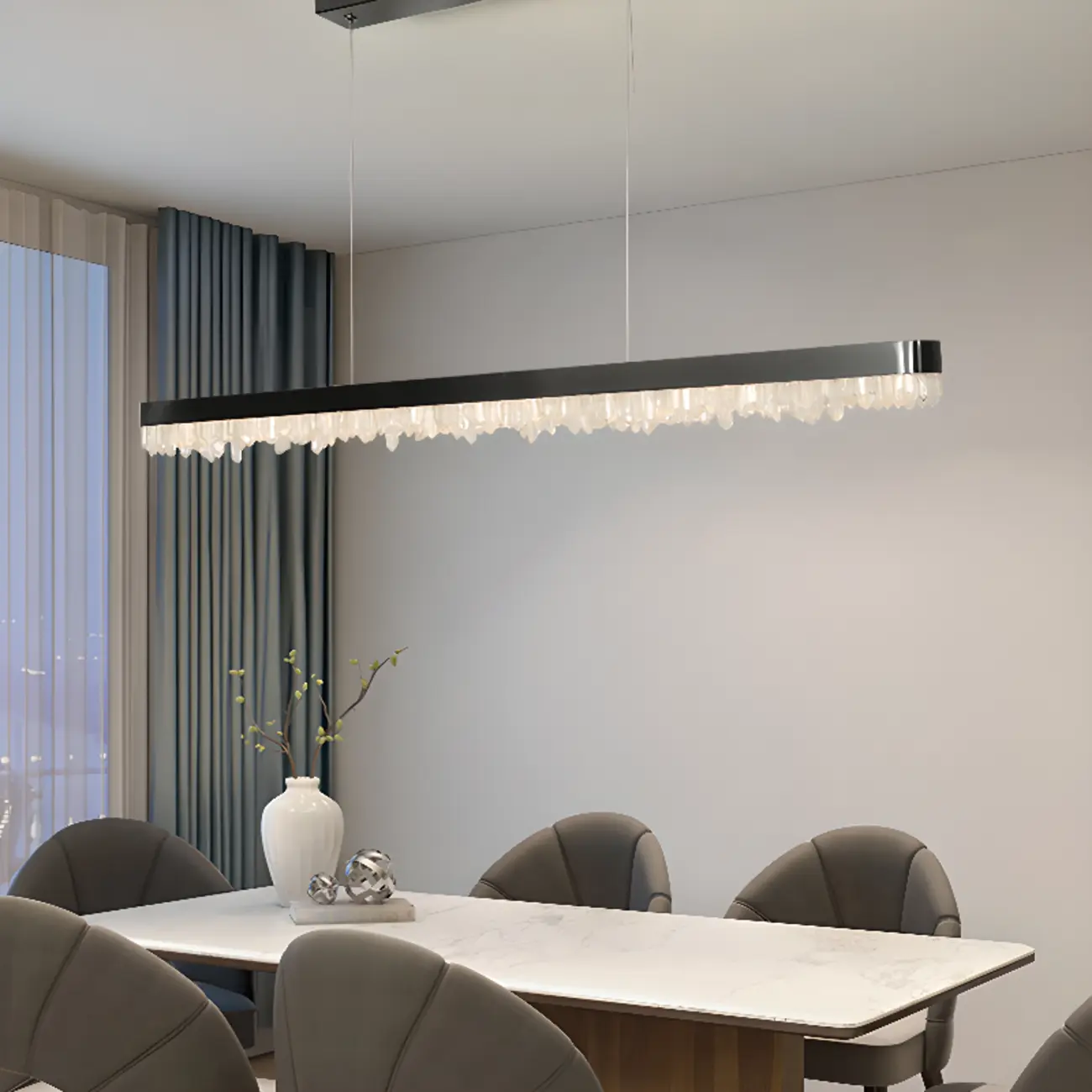 Modern Crystal Kitchen Island Light Dimmable LED for Dining Image - 1 | homeyfad