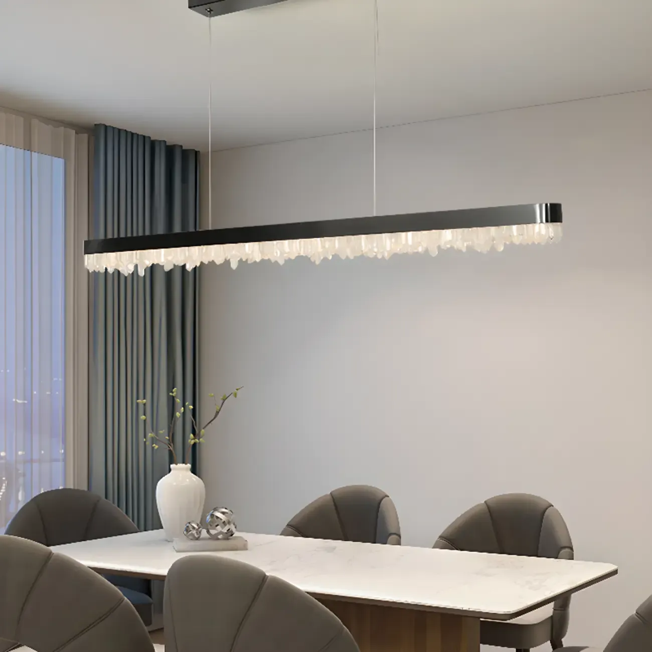 Modern Crystal Kitchen Island Light Dimmable LED for Dining Image - 1