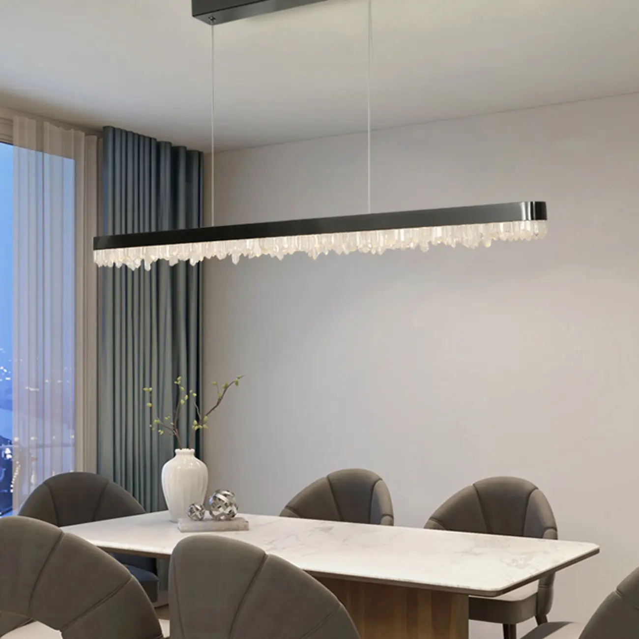 Modern Crystal Kitchen Island Light Dimmable LED for Dining Image - 2 | homeyfad