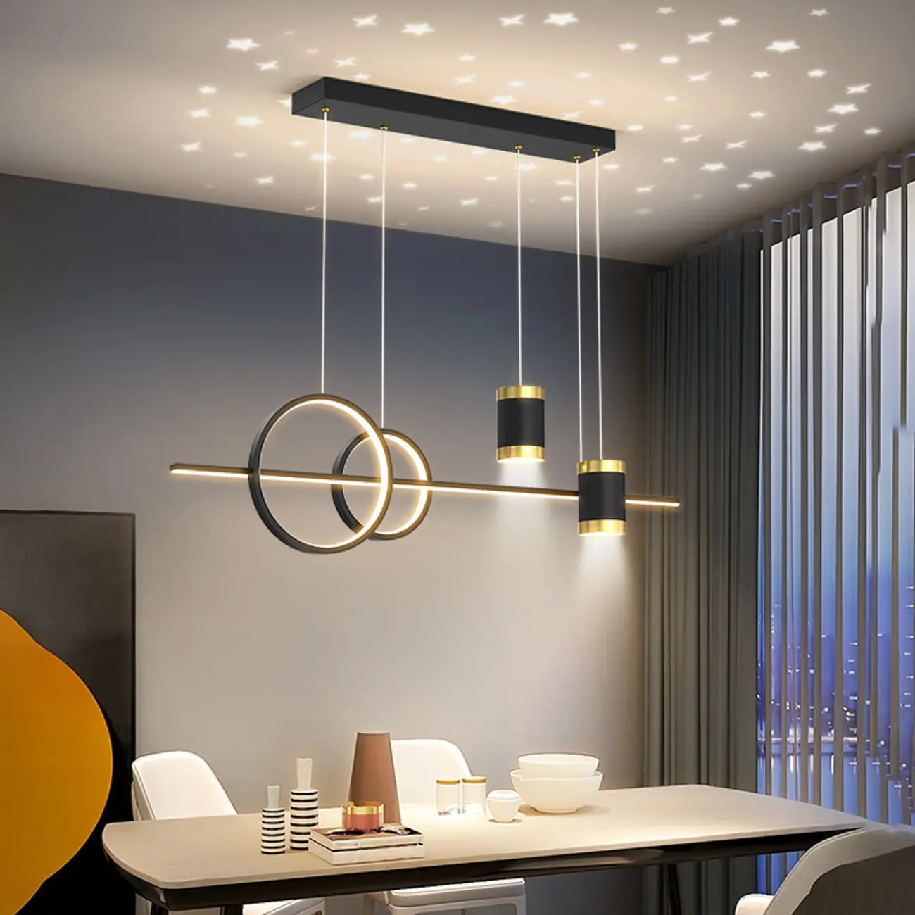 Stylish LED Metal Linear Island Light Adjustable for Dining Area | homeyfad