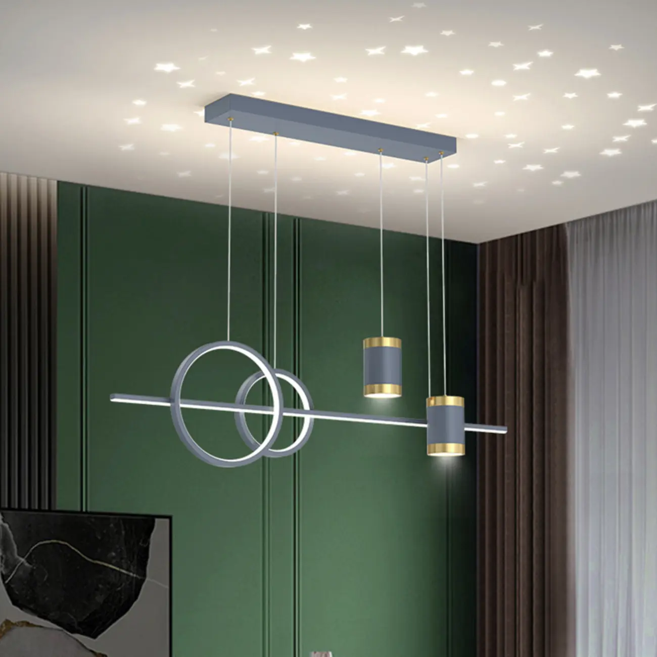 Stylish LED Metal Linear Island Light Adjustable for Dining Area | homeyfad