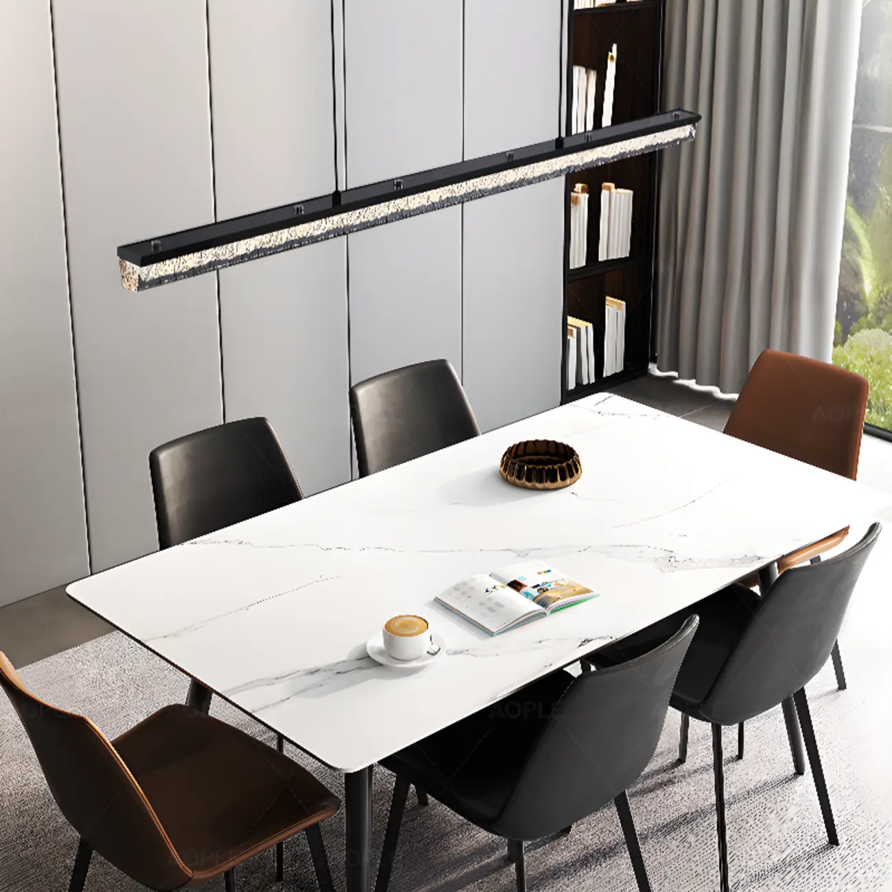 Modern Rectangle Dimmable LED Kitchen Island Pendant Lighting Image - 5 | homeyfad