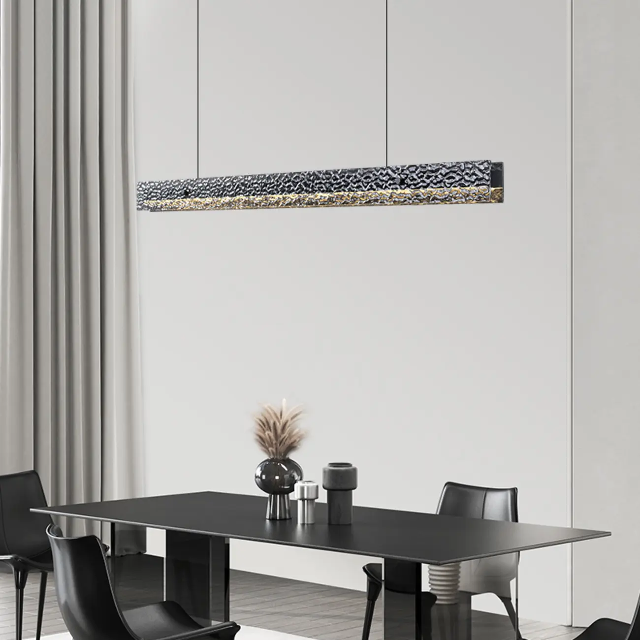 Modern Black Rectangular Dimmable LED Island Light for Dining Image - 1 | homeyfad