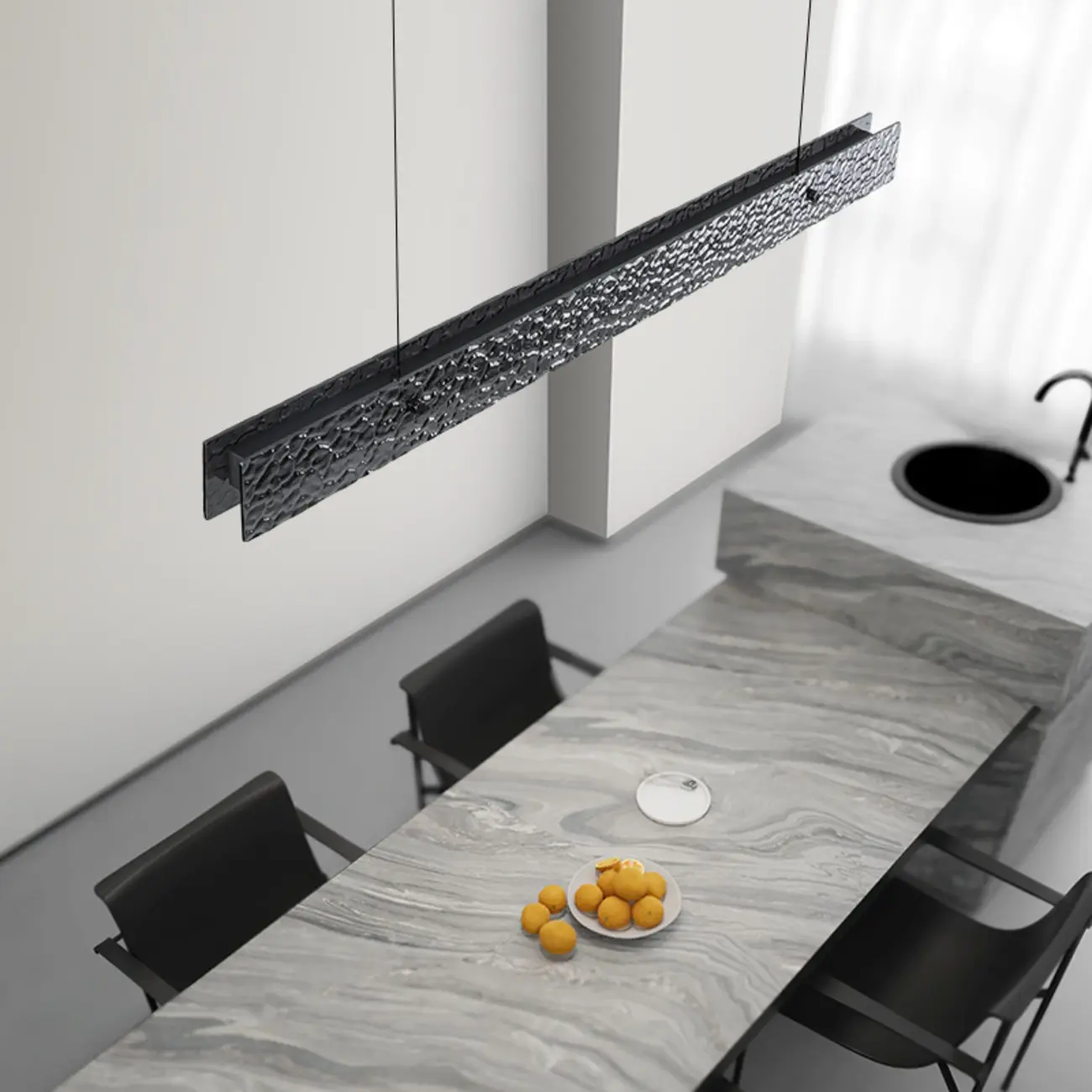 Modern Black Rectangular Dimmable LED Island Light for Dining Image - 2 | homeyfad