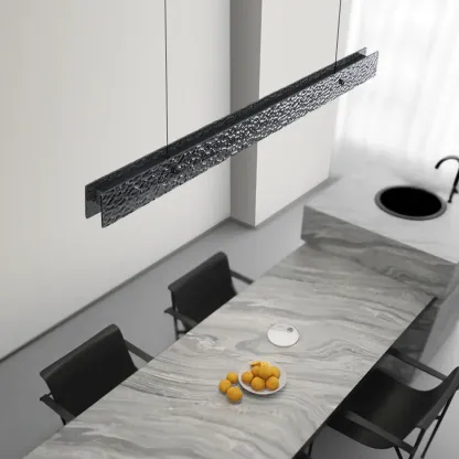 Modern Black Rectangular Dimmable LED Island Light for Dining Image - 2