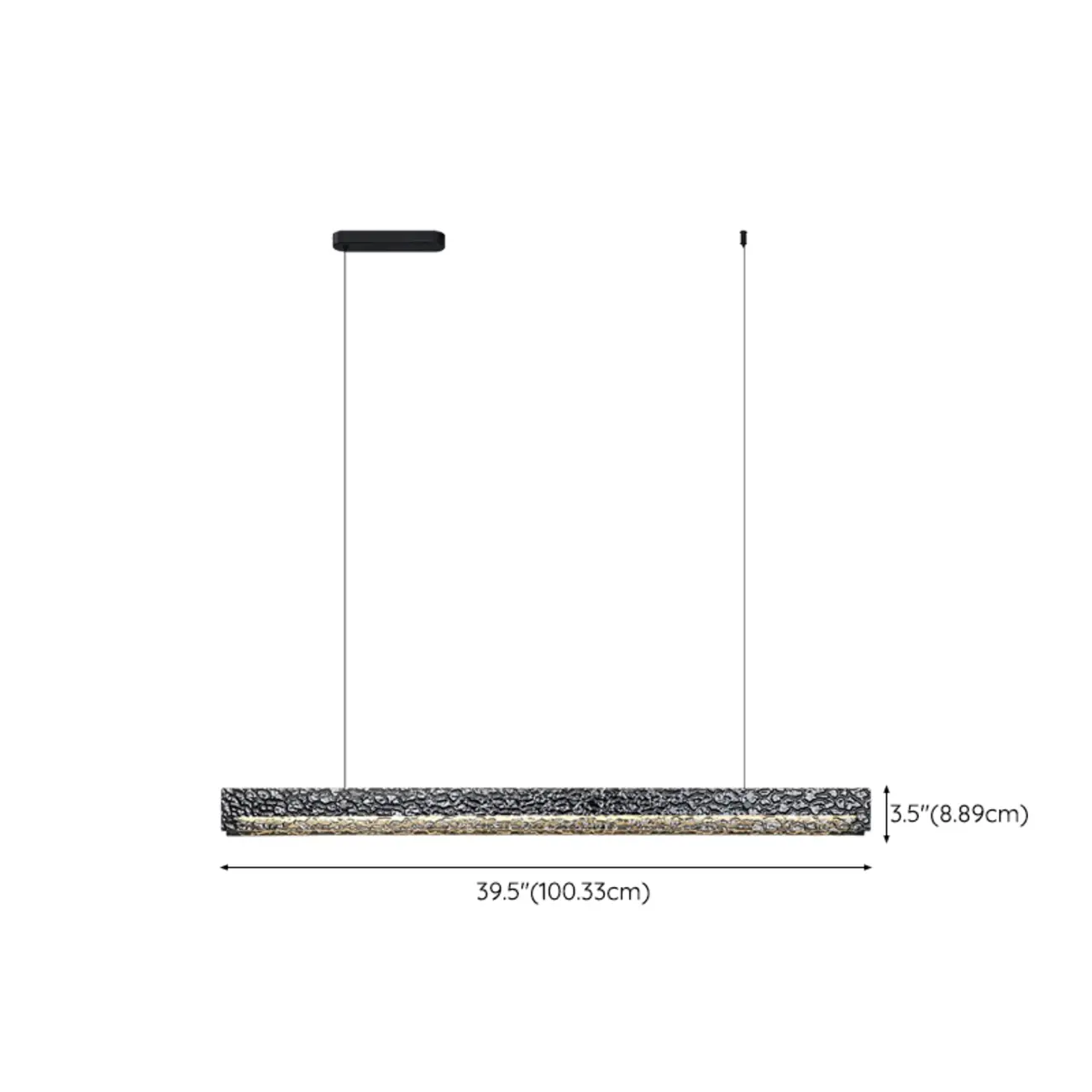 Modern Black Rectangular Dimmable LED Island Light for Dining #size