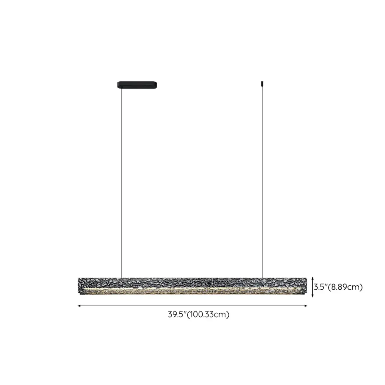 Modern Black Rectangular Dimmable LED Island Light for Dining #size