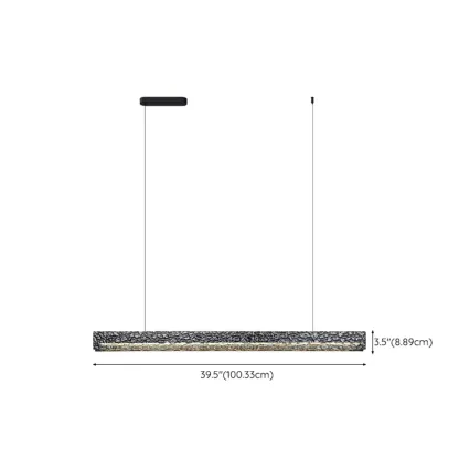 Modern Black Rectangular Dimmable LED Island Light for Dining #size