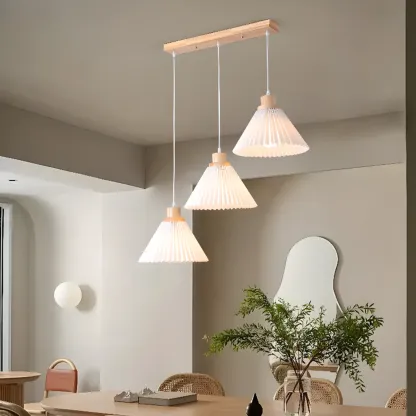 Modern 3-Light Wooden Glass Pendant for Kitchen Island