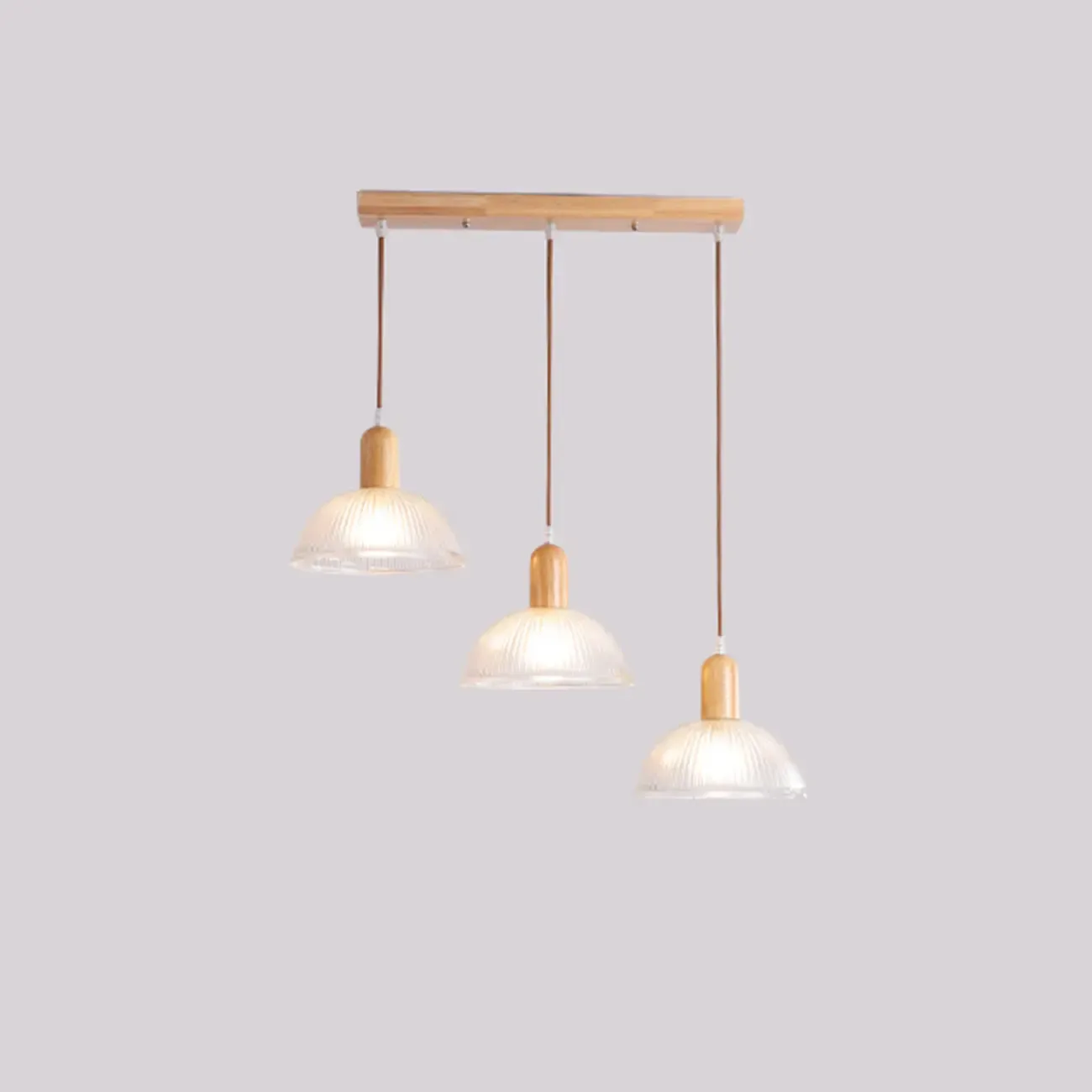Modern 3-Light Wooden Glass Pendant for Kitchen Island | HomeyFad