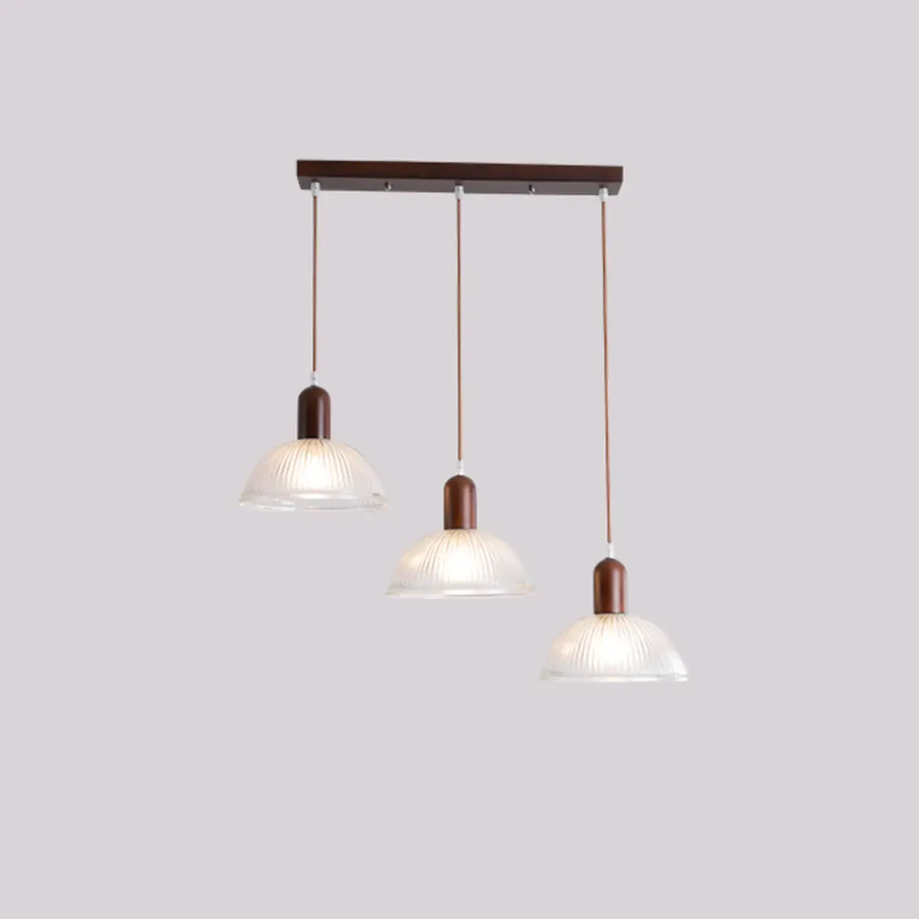 Modern 3-Light Wooden Glass Pendant for Kitchen Island