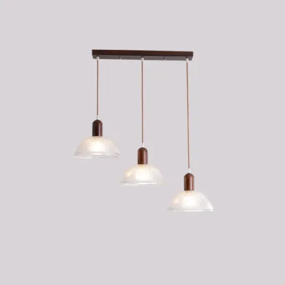 Modern 3-Light Wooden Glass Pendant for Kitchen Island