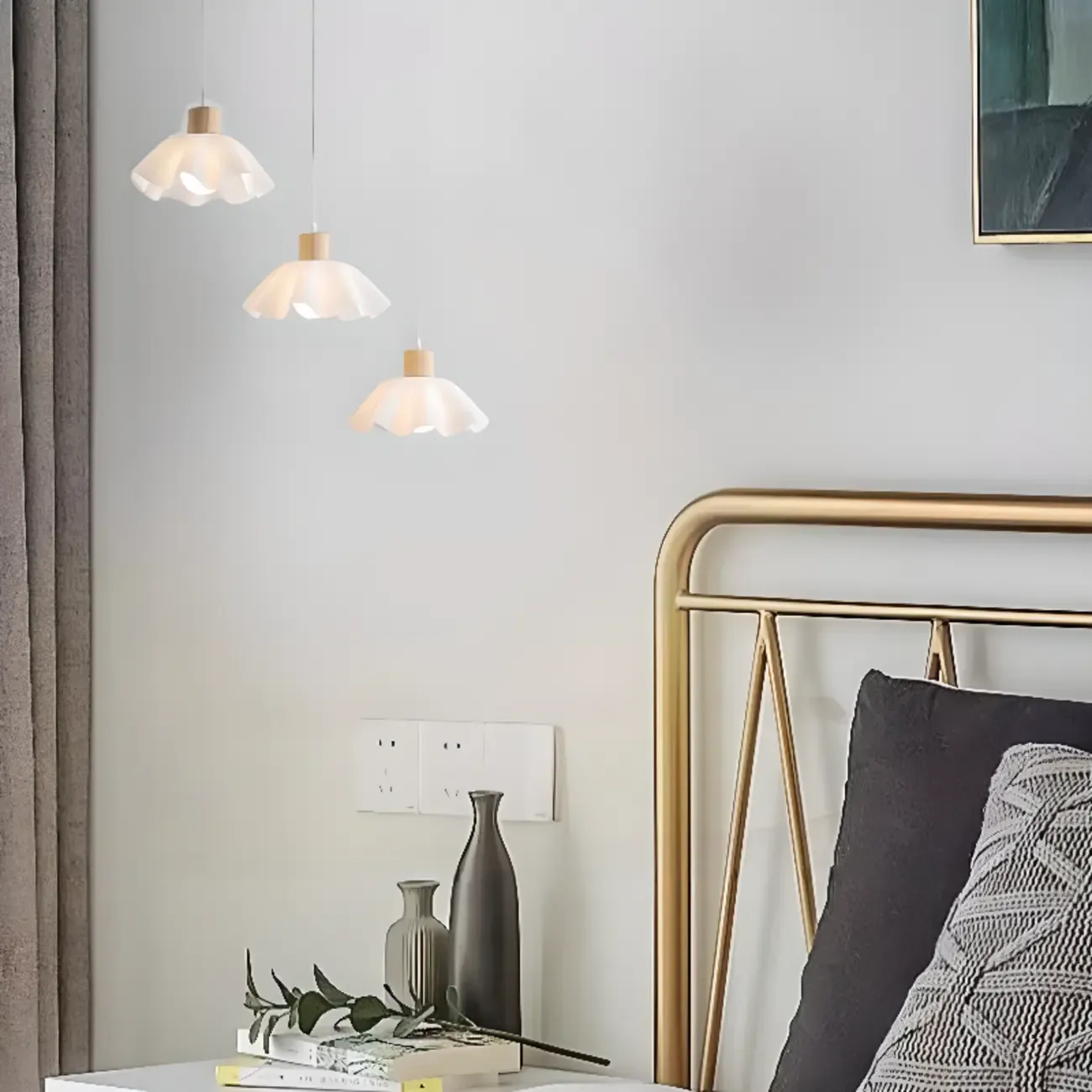 Modern 3-Light Wooden Glass Pendant for Kitchen Island