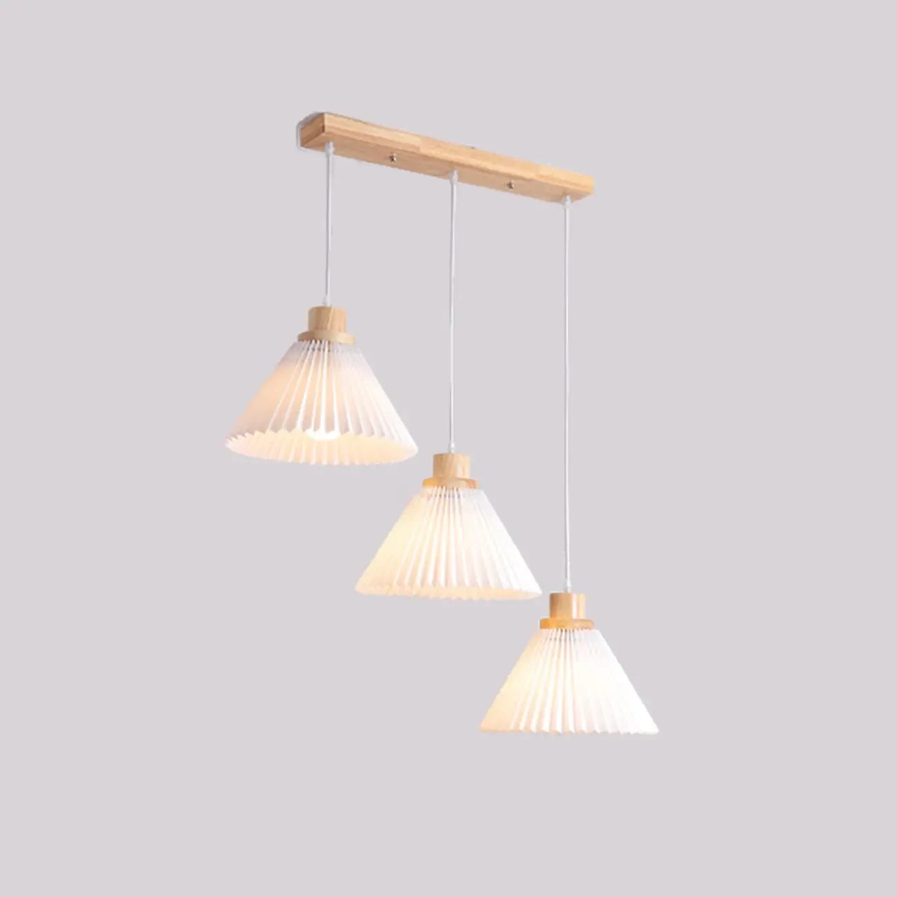 Modern 3-Light Wooden Glass Pendant for Kitchen Island