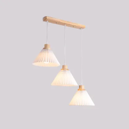 Modern 3-Light Wooden Glass Pendant for Kitchen Island