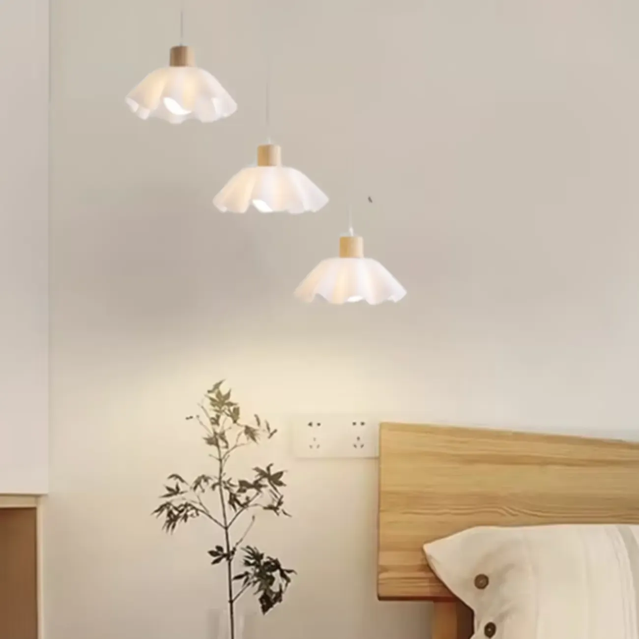 Modern 3-Light Wooden Glass Pendant for Kitchen Island