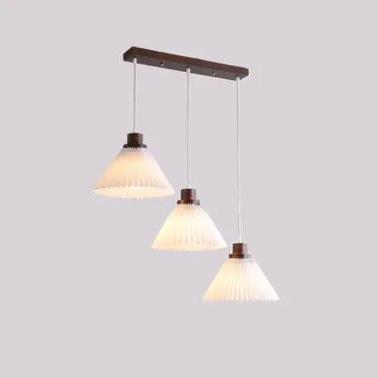 Modern 3-Light Wooden Glass Pendant for Kitchen Island