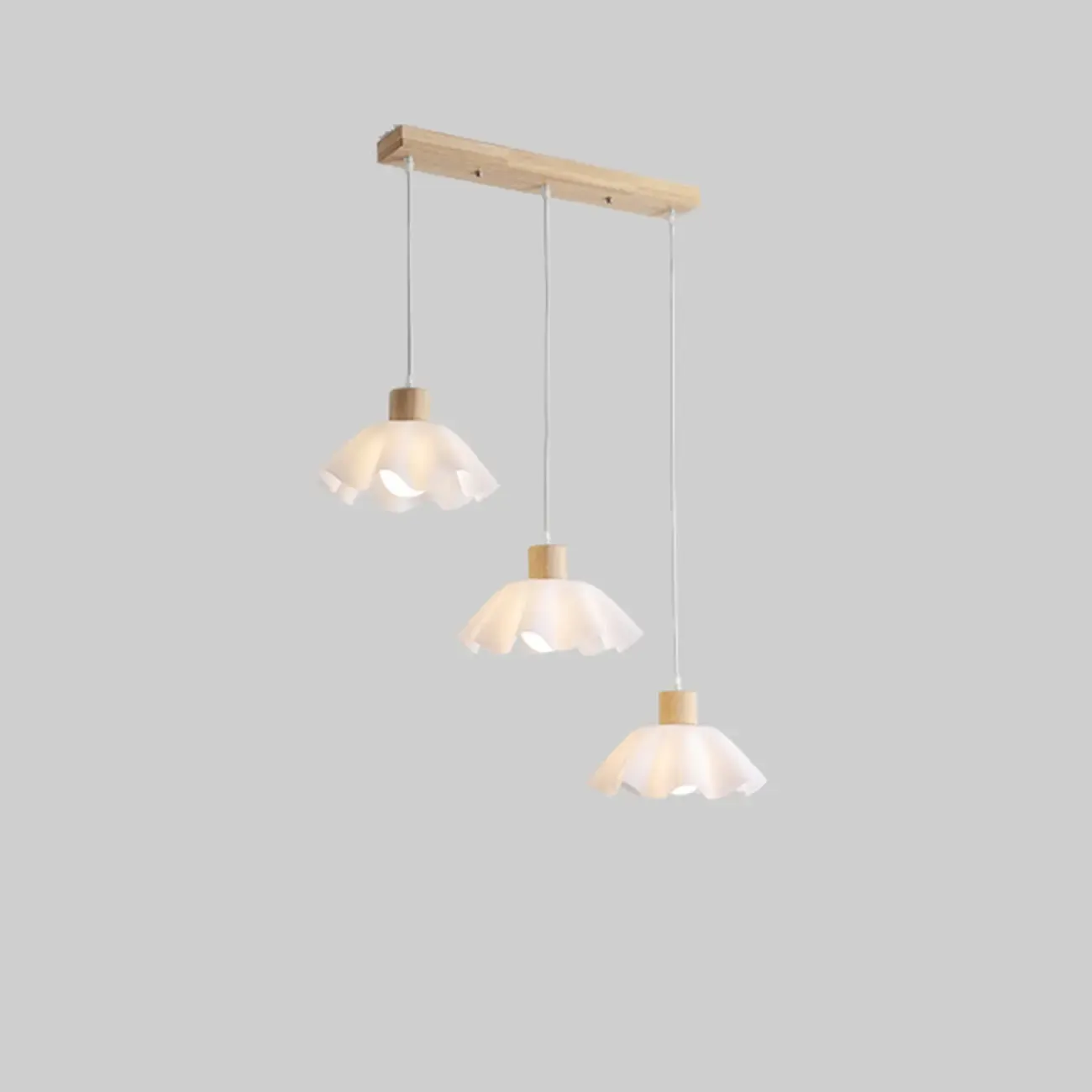 Modern 3-Light Wooden Glass Pendant for Kitchen Island