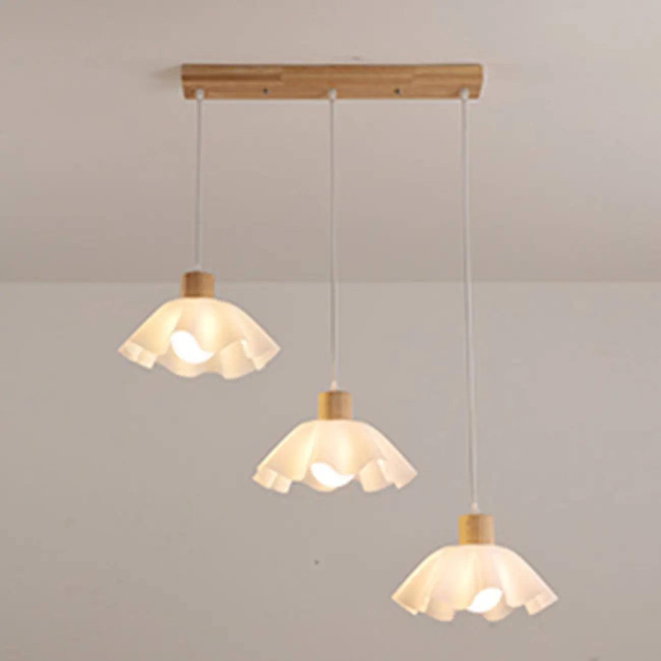 Modern 3-Light Wooden Glass Pendant for Kitchen Island | homeyfad