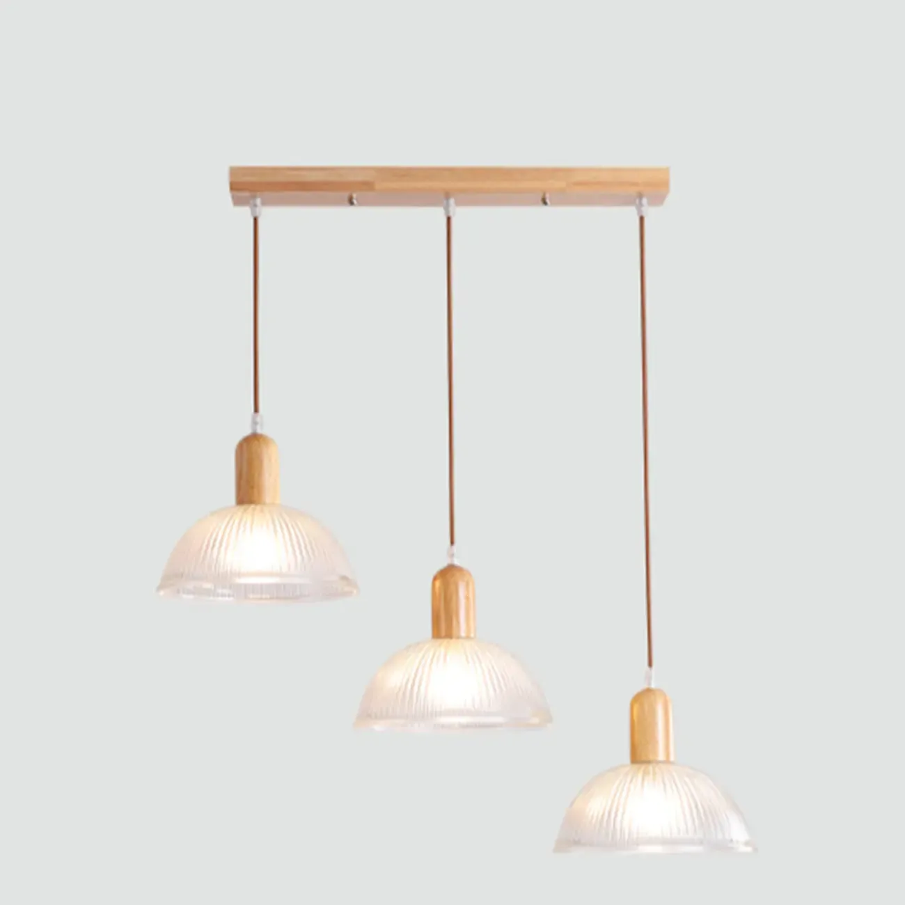 Modern 3-Light Wooden Glass Pendant for Kitchen Island