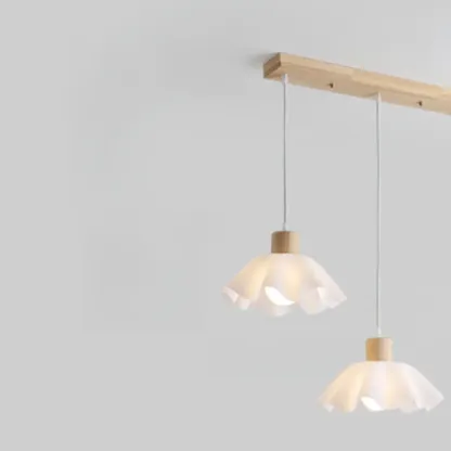 Modern 3-Light Wooden Glass Pendant for Kitchen Island