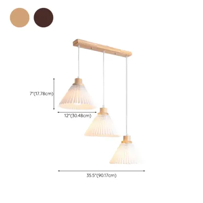 Modern 3-Light Wooden Glass Pendant for Kitchen Island