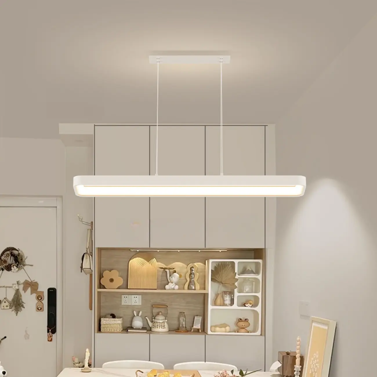 Modern White Rectangular Dimmable LED Island Light for Kitchen Image - 1 | homeyfad