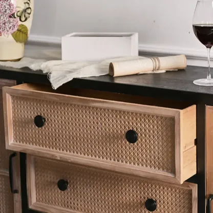 Rustic Multi-Color Wooden Bookcase with Drawers Image - 10