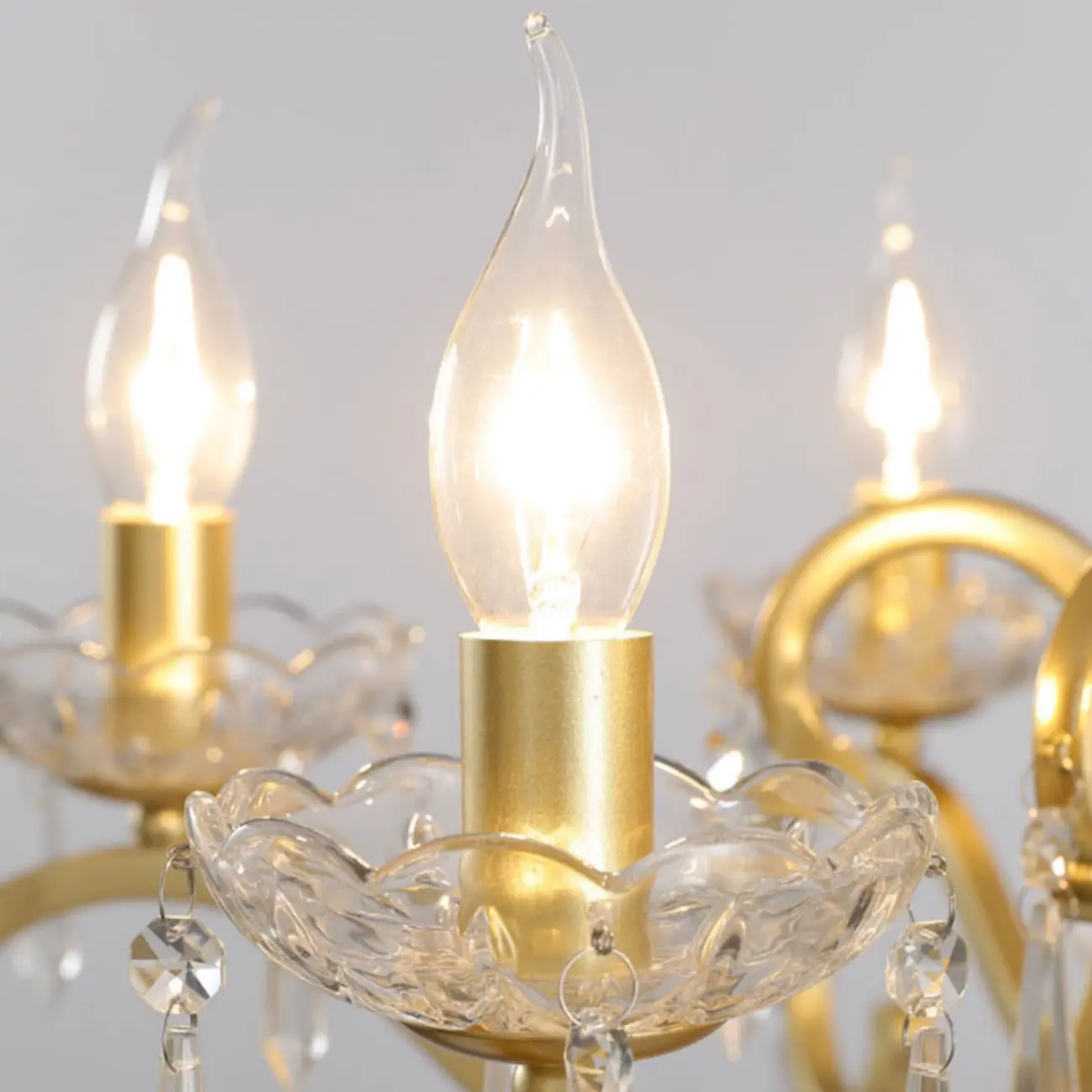 Elegant Gold Metal Crystal Candelabra Adjustable Chandelier Image - 6 | homeyfad