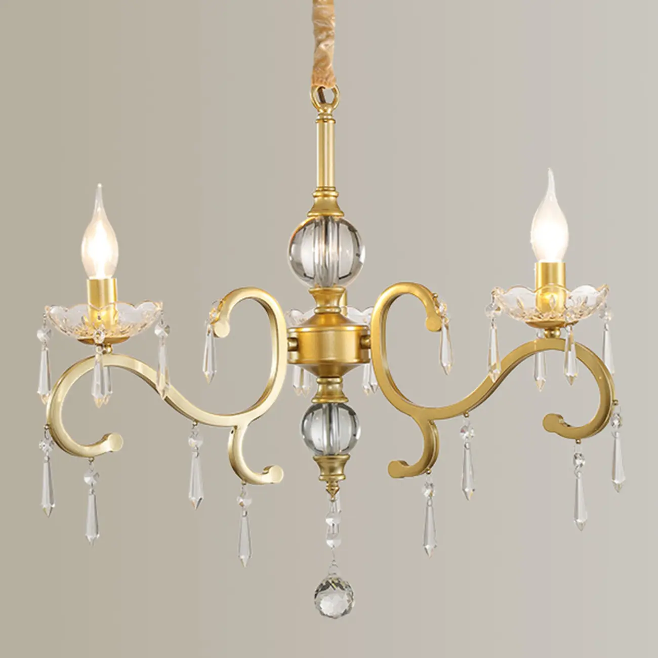 Elegant Gold Metal Crystal Candelabra Adjustable Chandelier Image - 10 | homeyfad
