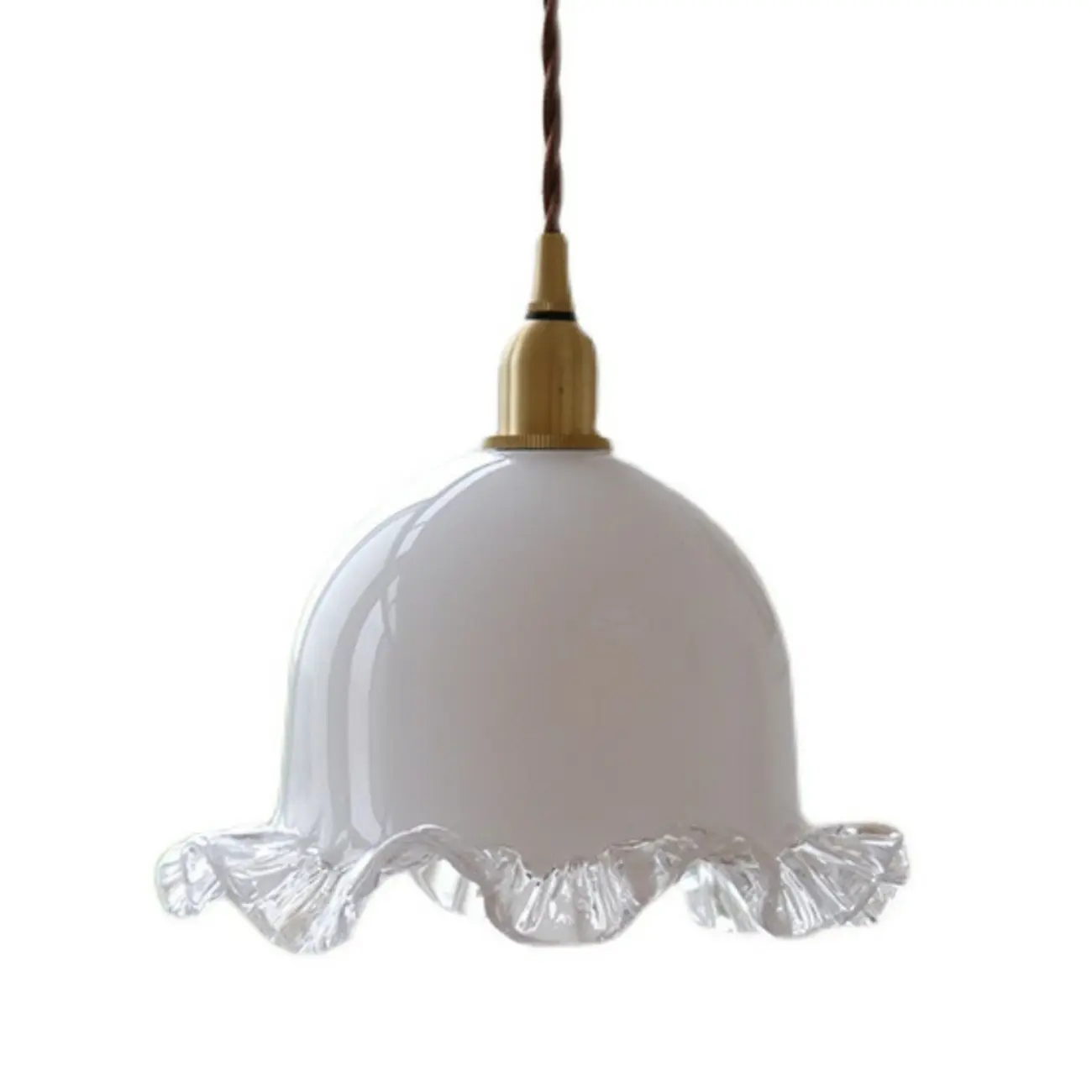 Elegant White Floral Glass Kitchen Pendant Light Image - 5 | homeyfad