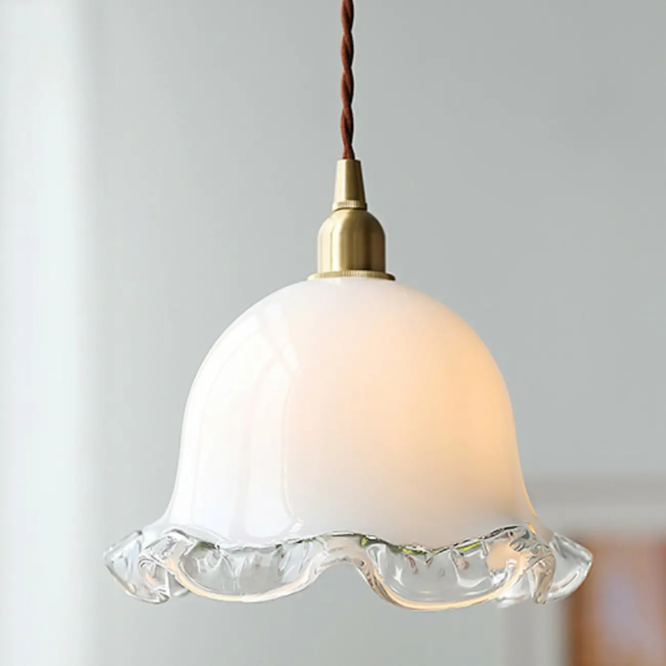 Elegant White Floral Glass Kitchen Pendant Light Image - 8 | homeyfad