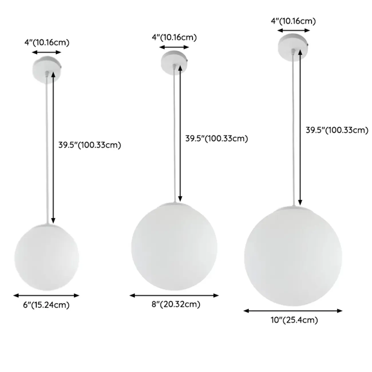 Minimalist White Globe Glass Kitchen Pendant Light Adjustable Image - 4 | homeyfad