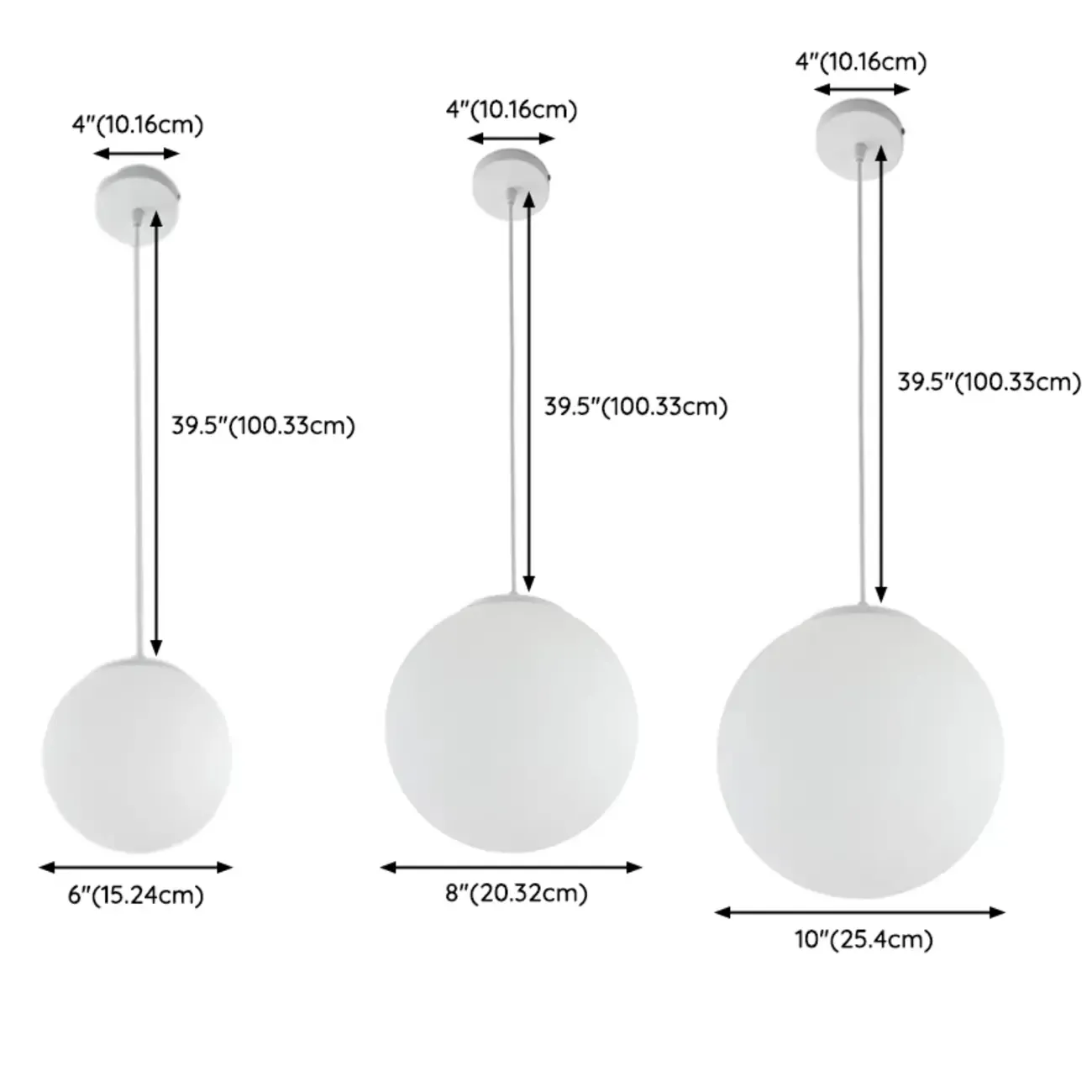 Minimalist White Globe Glass Kitchen Pendant Light Adjustable Image - 4
