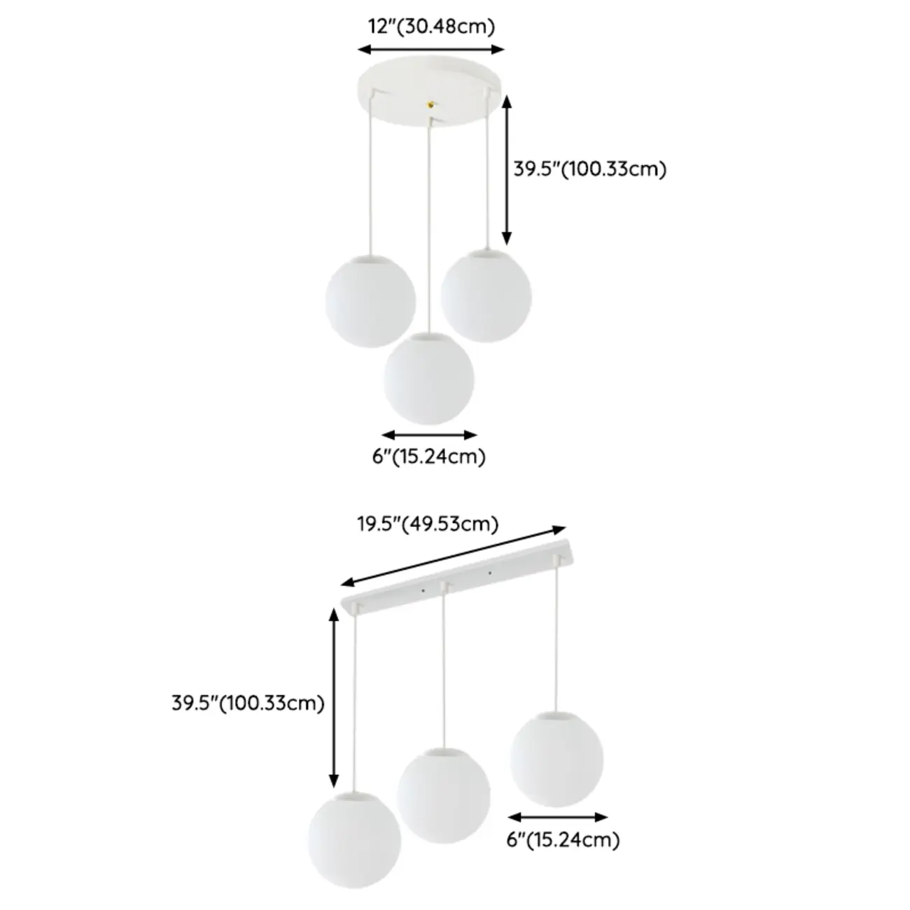 Minimalist White Globe Glass Kitchen Pendant Light Adjustable Image - 5 | homeyfad