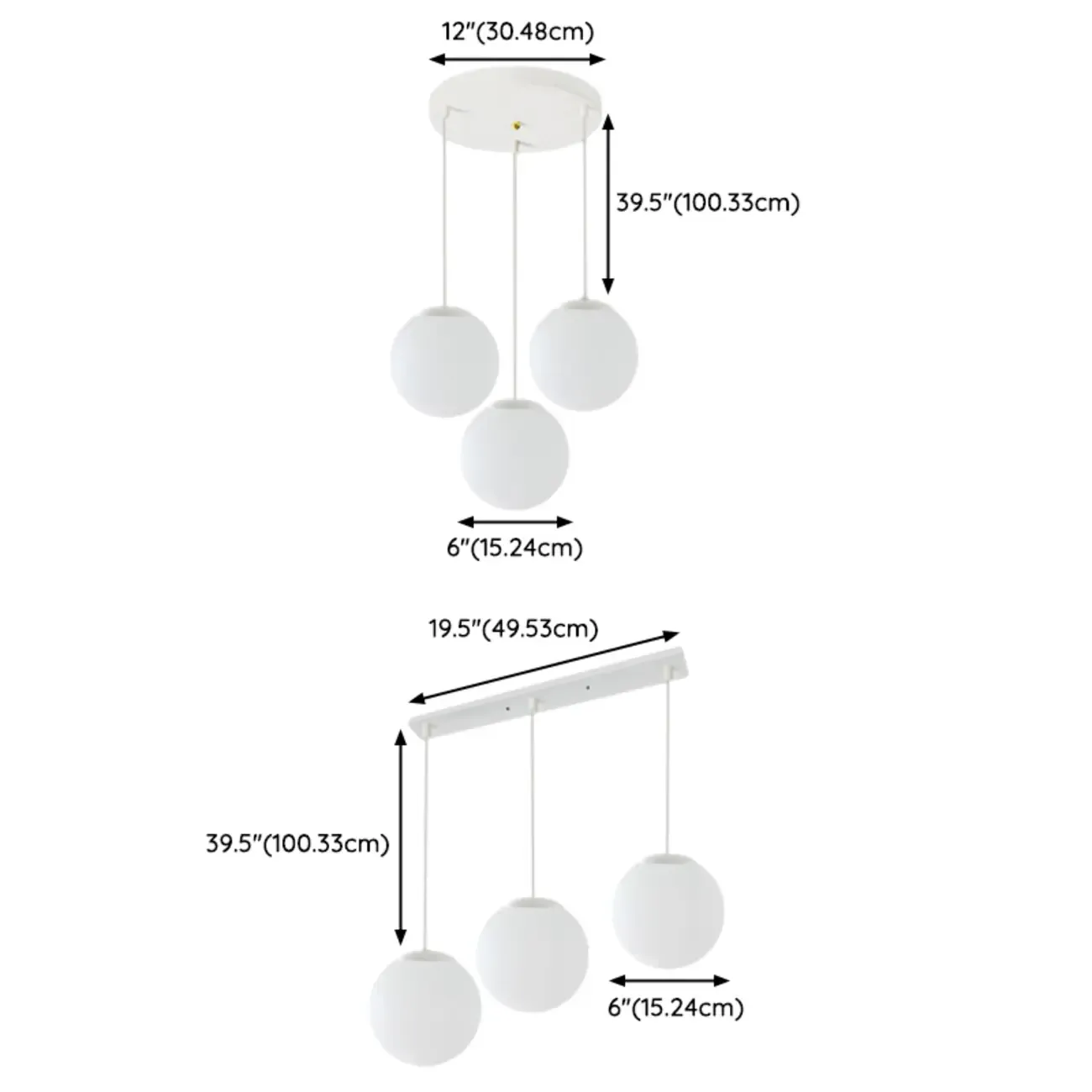 Minimalist White Globe Glass Kitchen Pendant Light Adjustable Image - 5