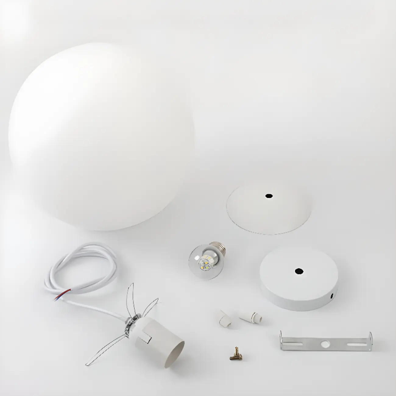Minimalist White Globe Glass Kitchen Pendant Light Adjustable Image - 9 | homeyfad