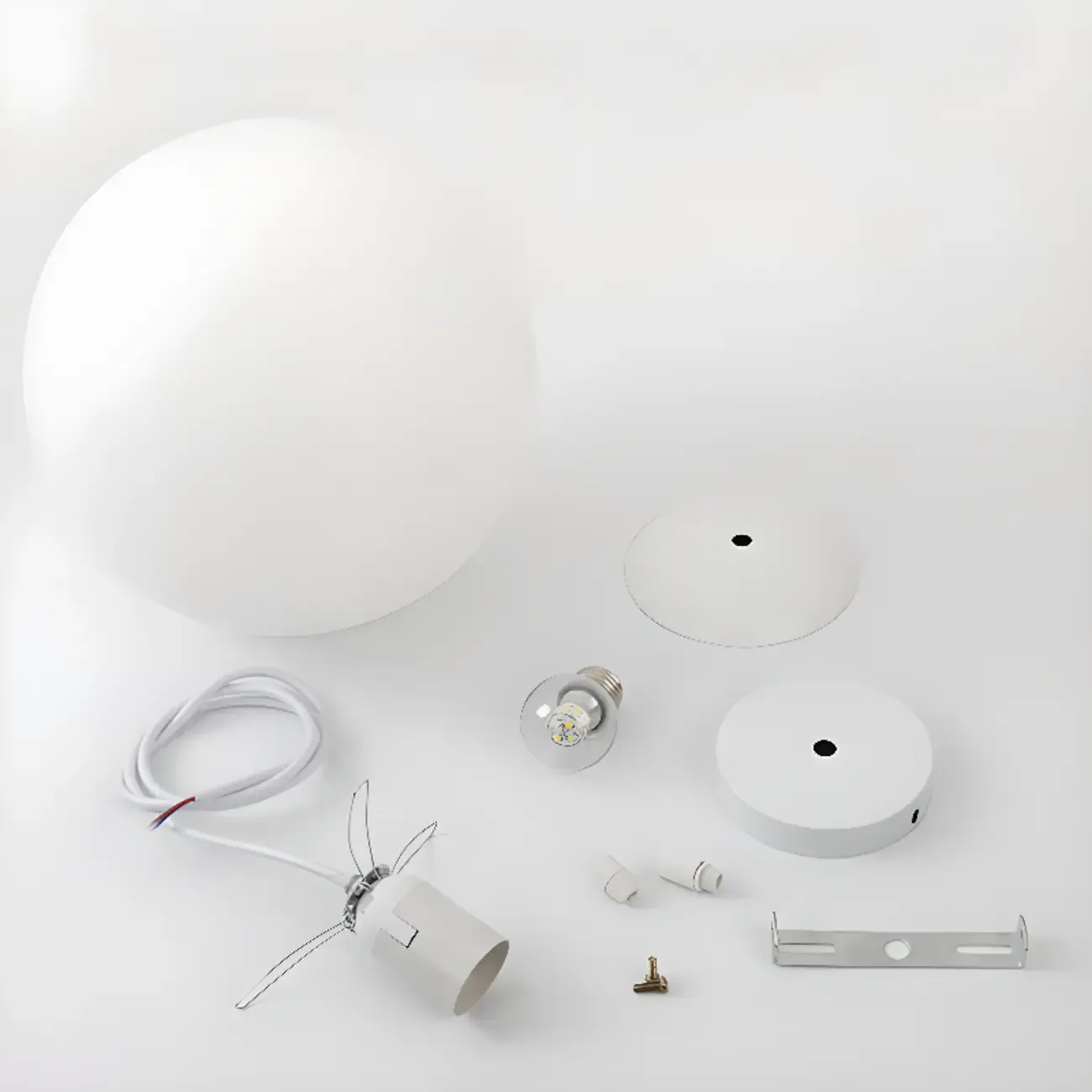 Minimalist White Globe Glass Kitchen Pendant Light Adjustable Image - 9