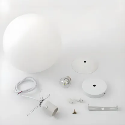 Minimalist White Globe Glass Kitchen Pendant Light Adjustable Image - 9